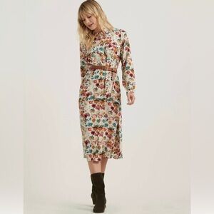 Lucky Brand Chelsea Crepe Utility Floral Shirt Dress. Small